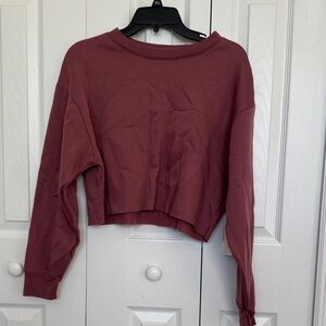 Altar'd State Maroon Cropped Long Sleeve Top